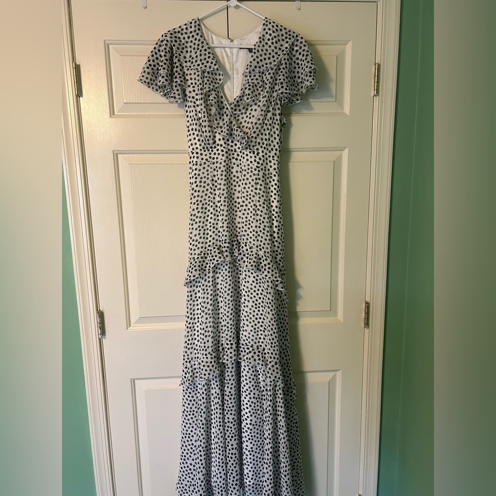 Alex Marie Black and White Polka Dot Maxi Dress